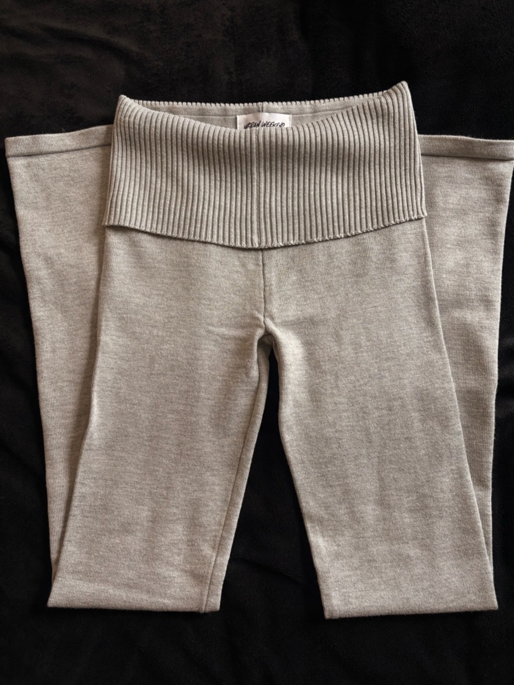 grey ribbed flare leggings